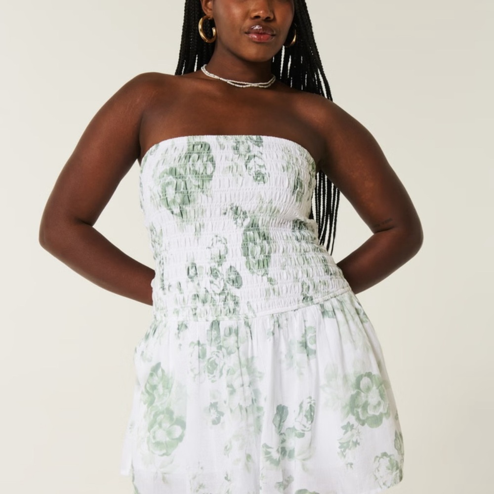 Hollister Strapless Smocked Bodice Mini Dress